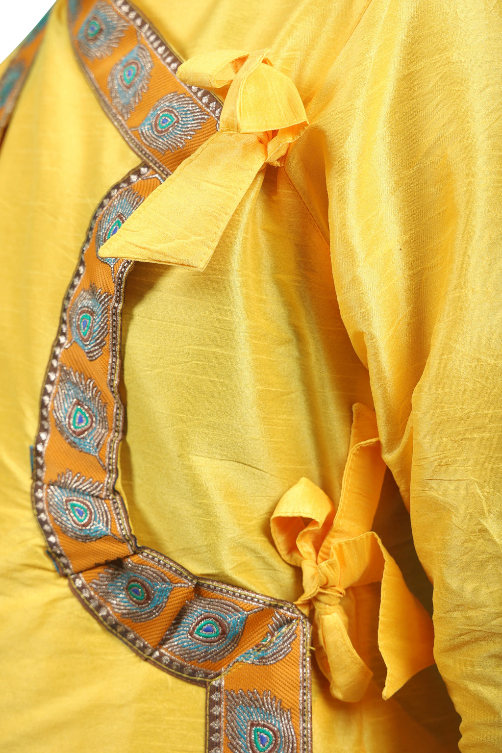Traditional Bagalbandhi Dhoti Set (Mor Pankh - Mango) with readymade dhoti and dupatta
