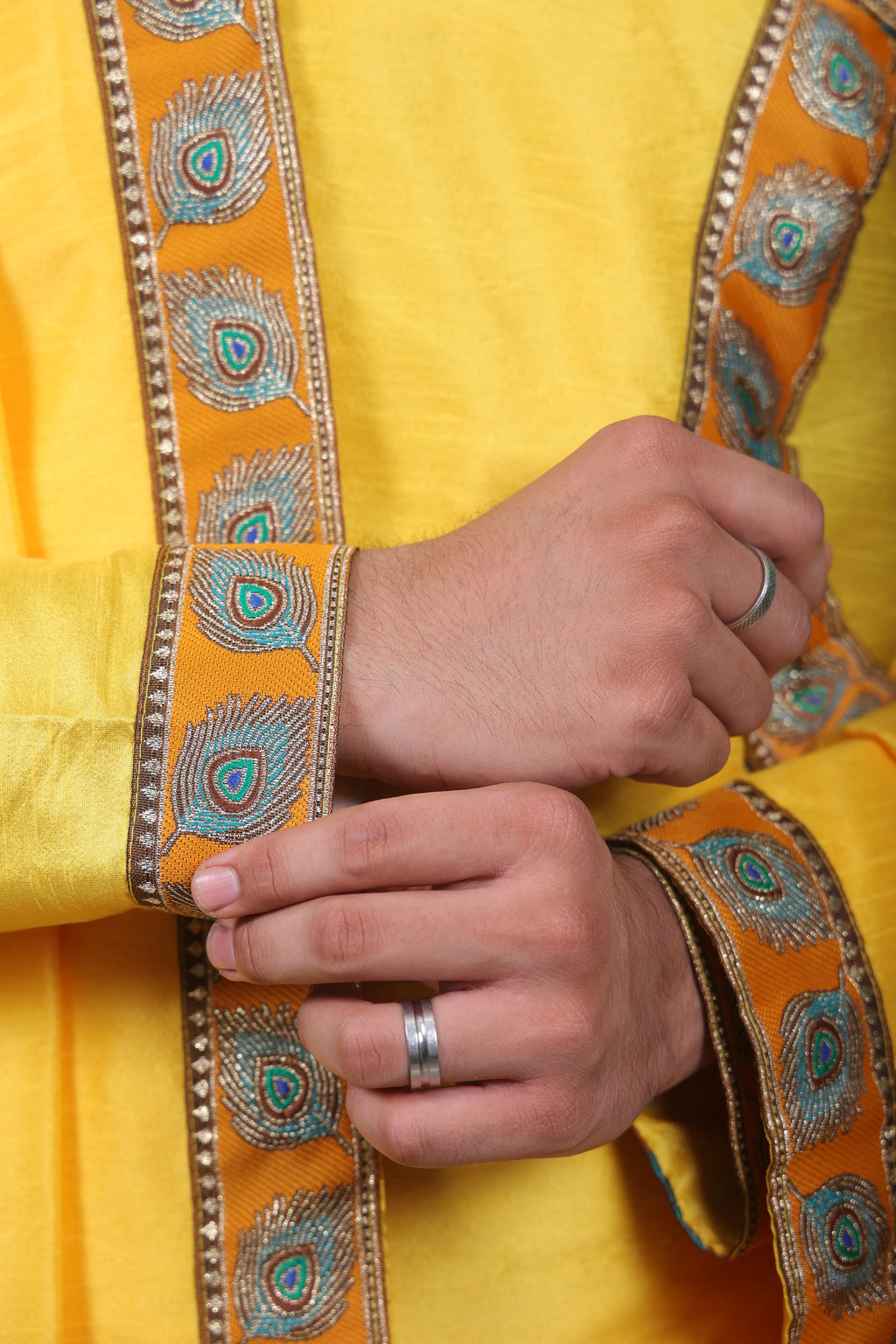 Traditional Bagalbandhi Dhoti Set (Mor Pankh - Mango) with readymade dhoti and dupatta