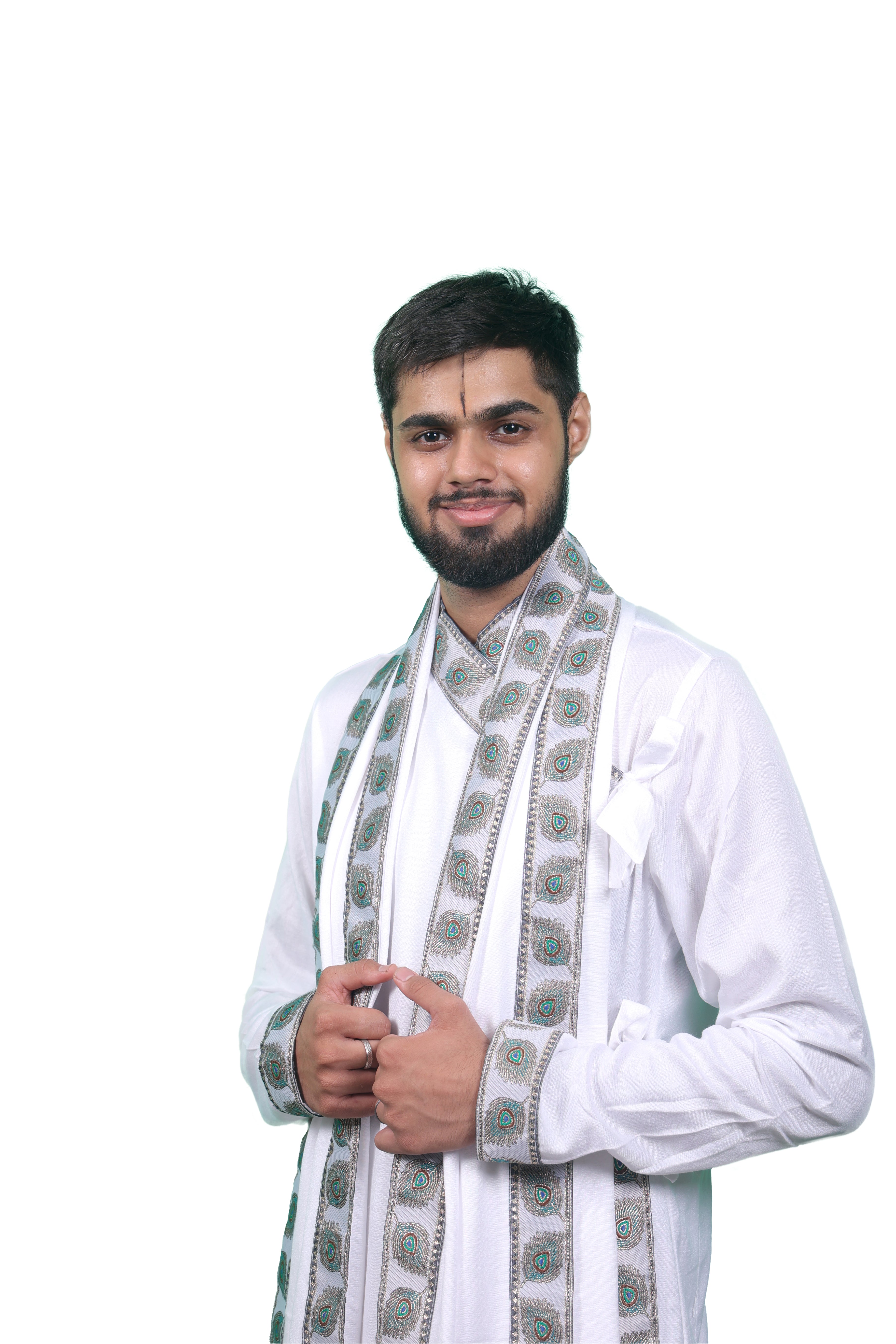 Traditional Bagalbandi Dhoti Set (Mor Pankh) with readymade dhoti and dupatta