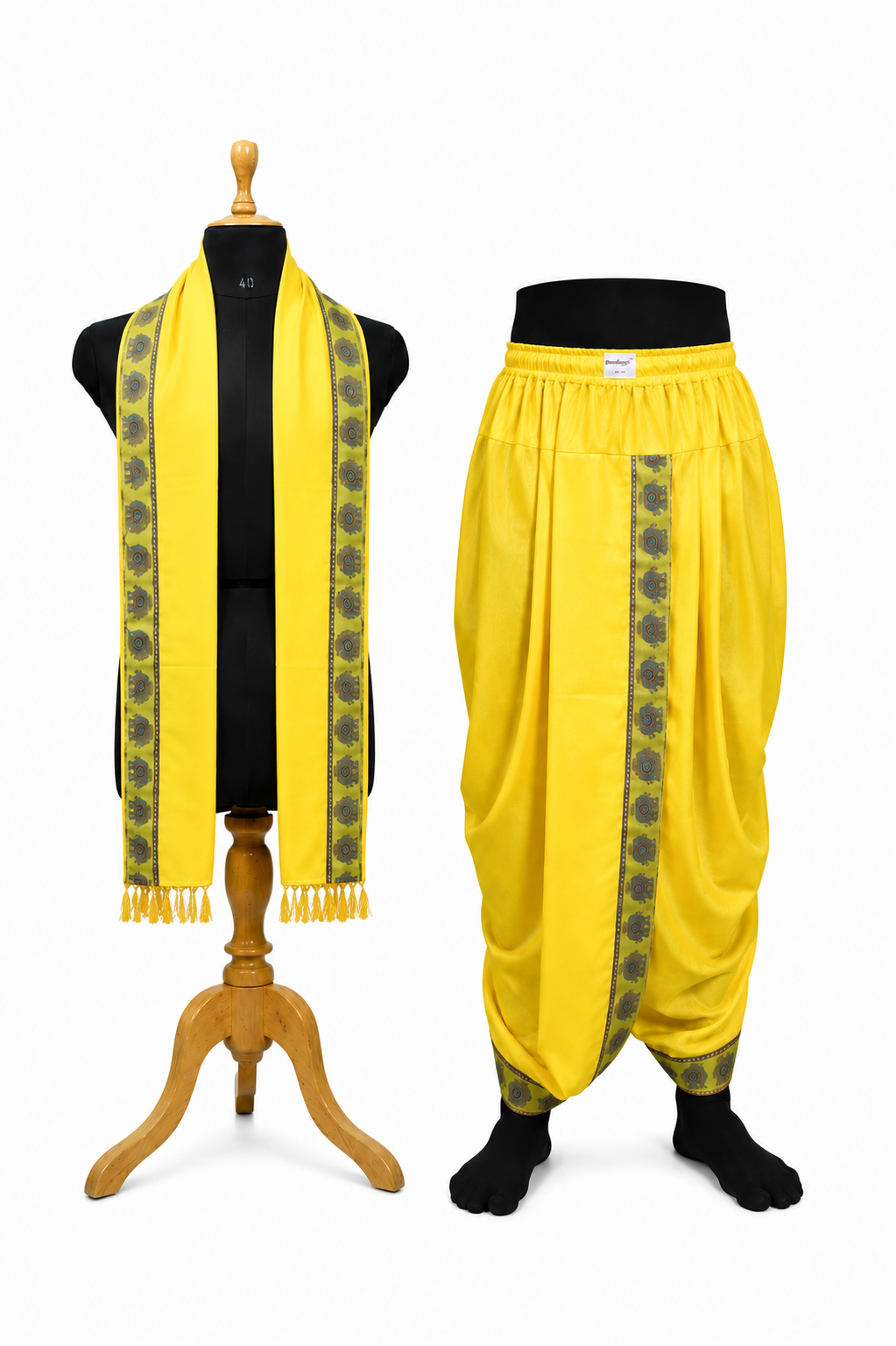 Traditional Bagalbandi Dhoti Set (Mor Pankh) with readymade dhoti and dupatta