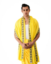 Traditional Dhoti Set (mor pankh) Lemon