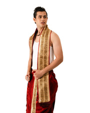 Tamra  Pant style Dhoti and Dupatta