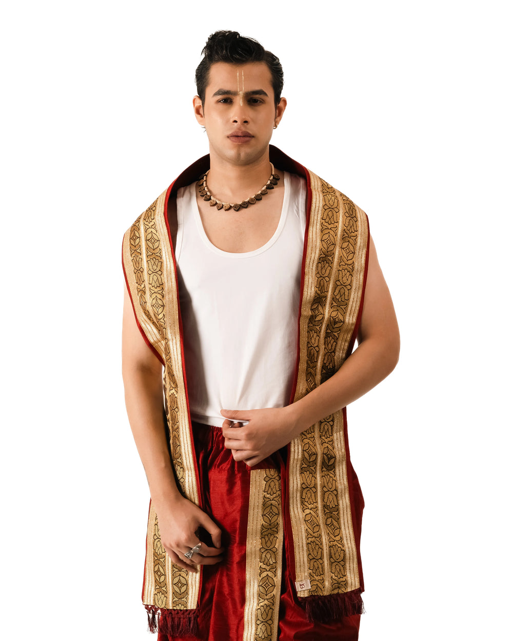 Tamra  Pant style Dhoti and Dupatta