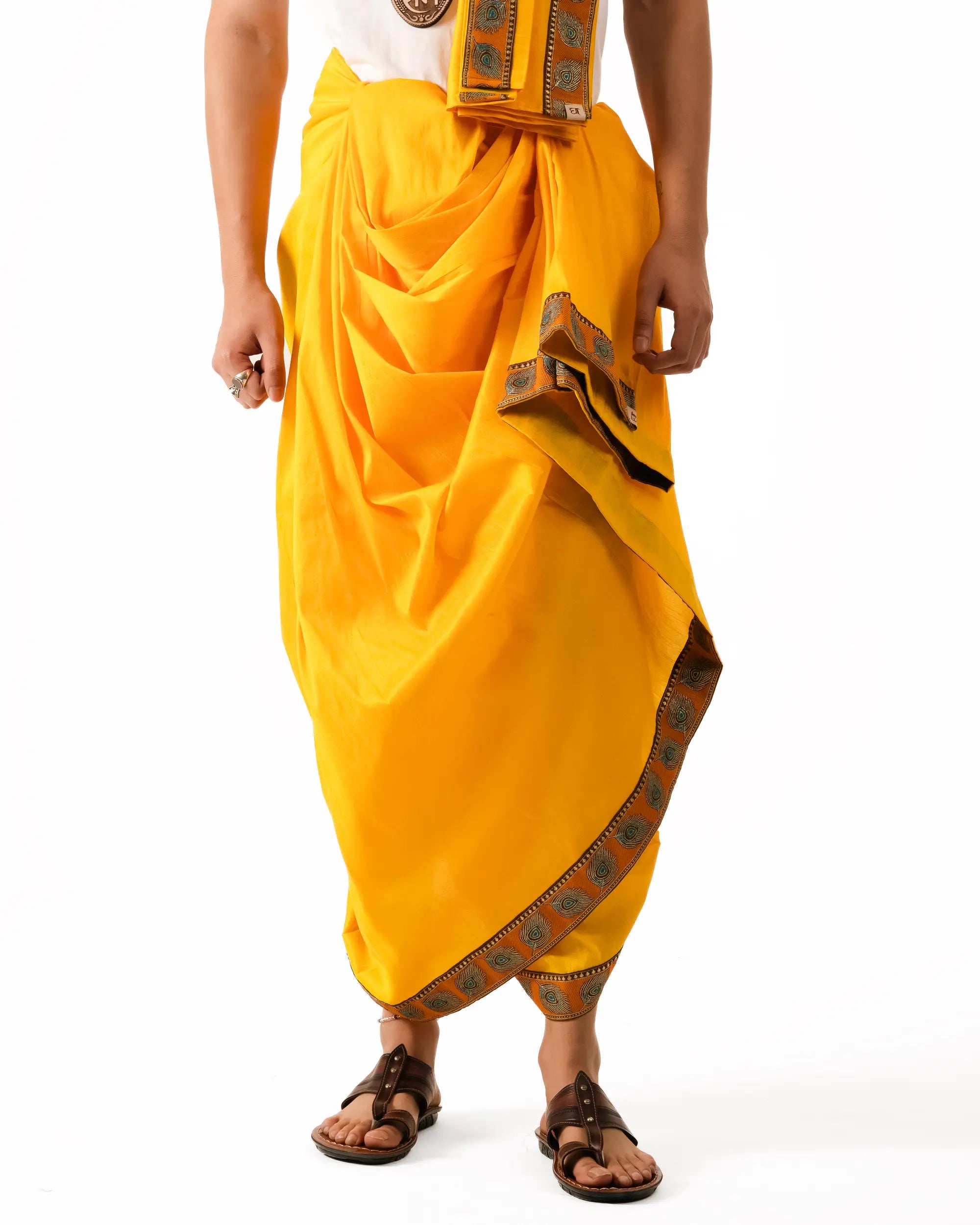 Traditional Dhoti Set (mor pankh) Mango