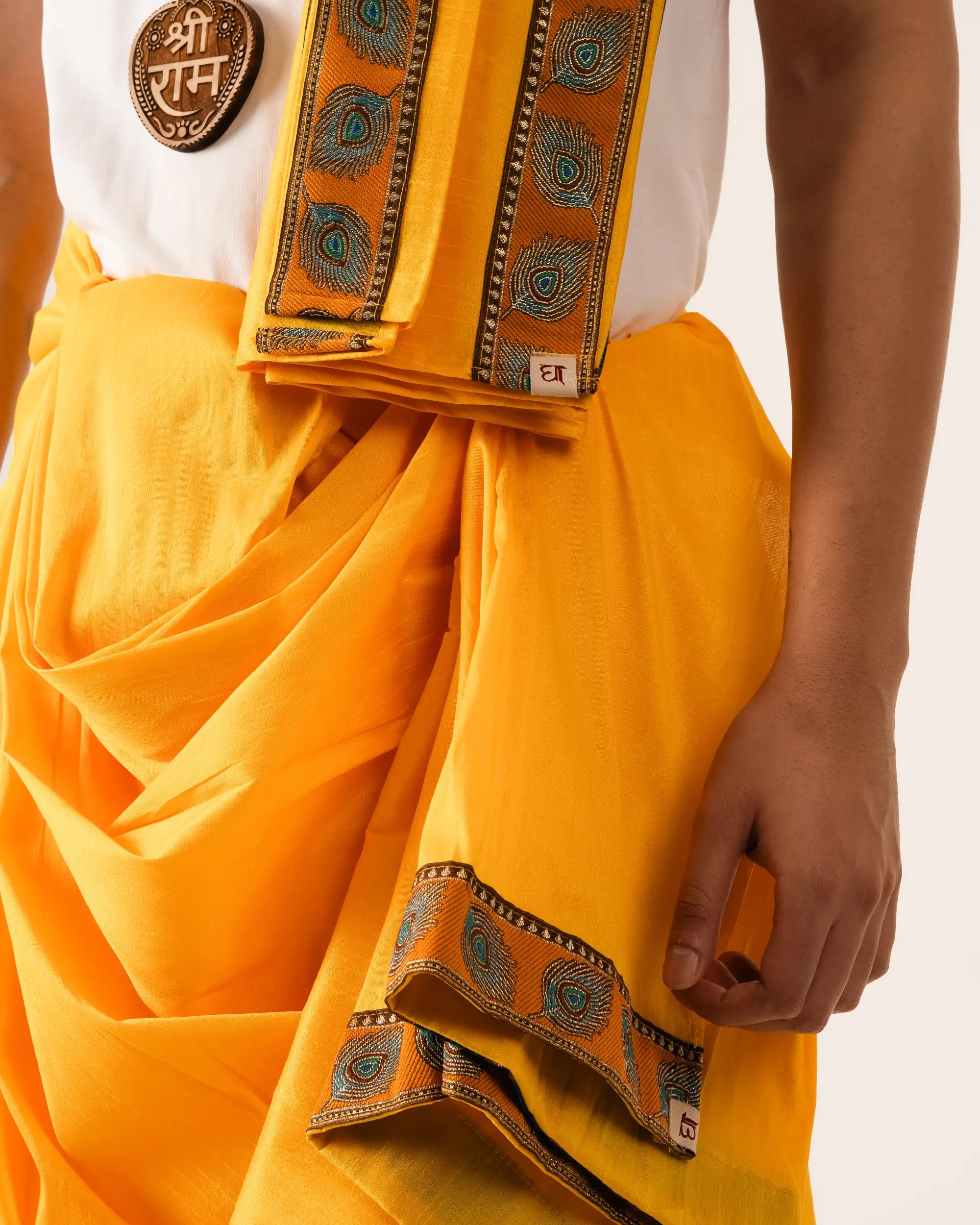 Traditional Dhoti Set (mor pankh) Mango