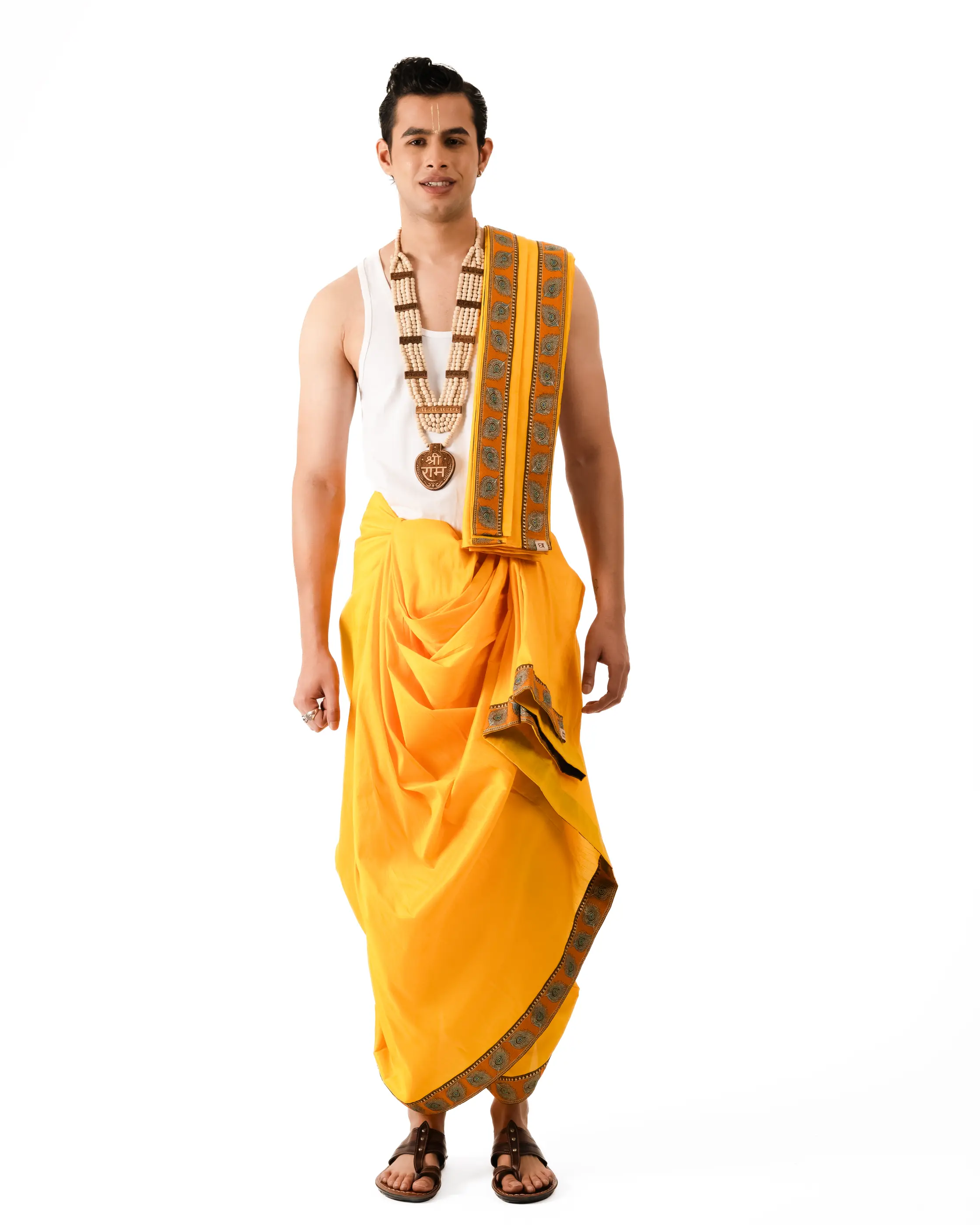Traditional Dhoti Set (mor pankh) Mango