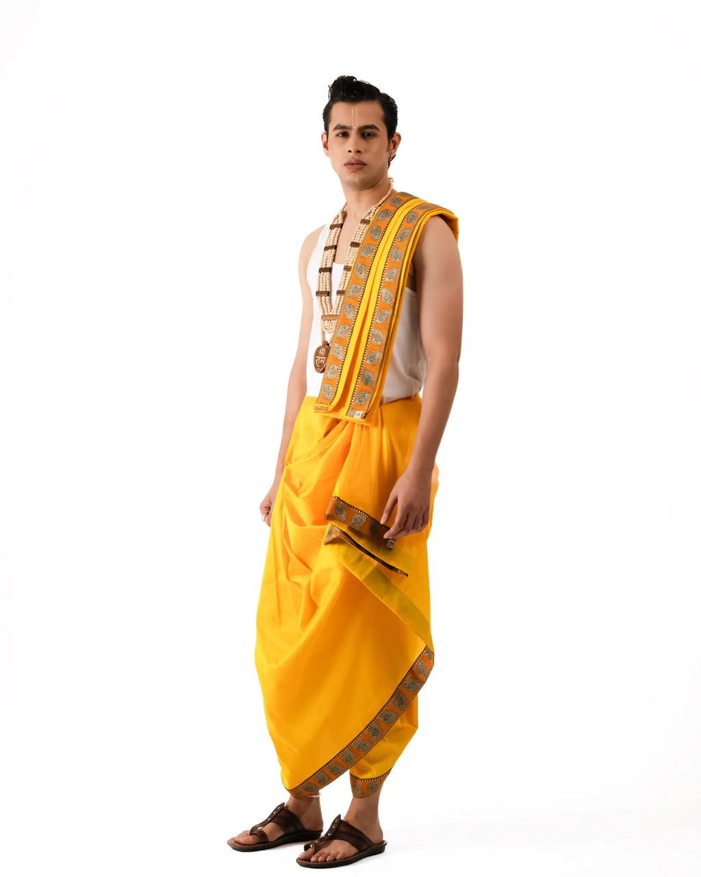 Traditional Dhoti Set (mor pankh) Mango