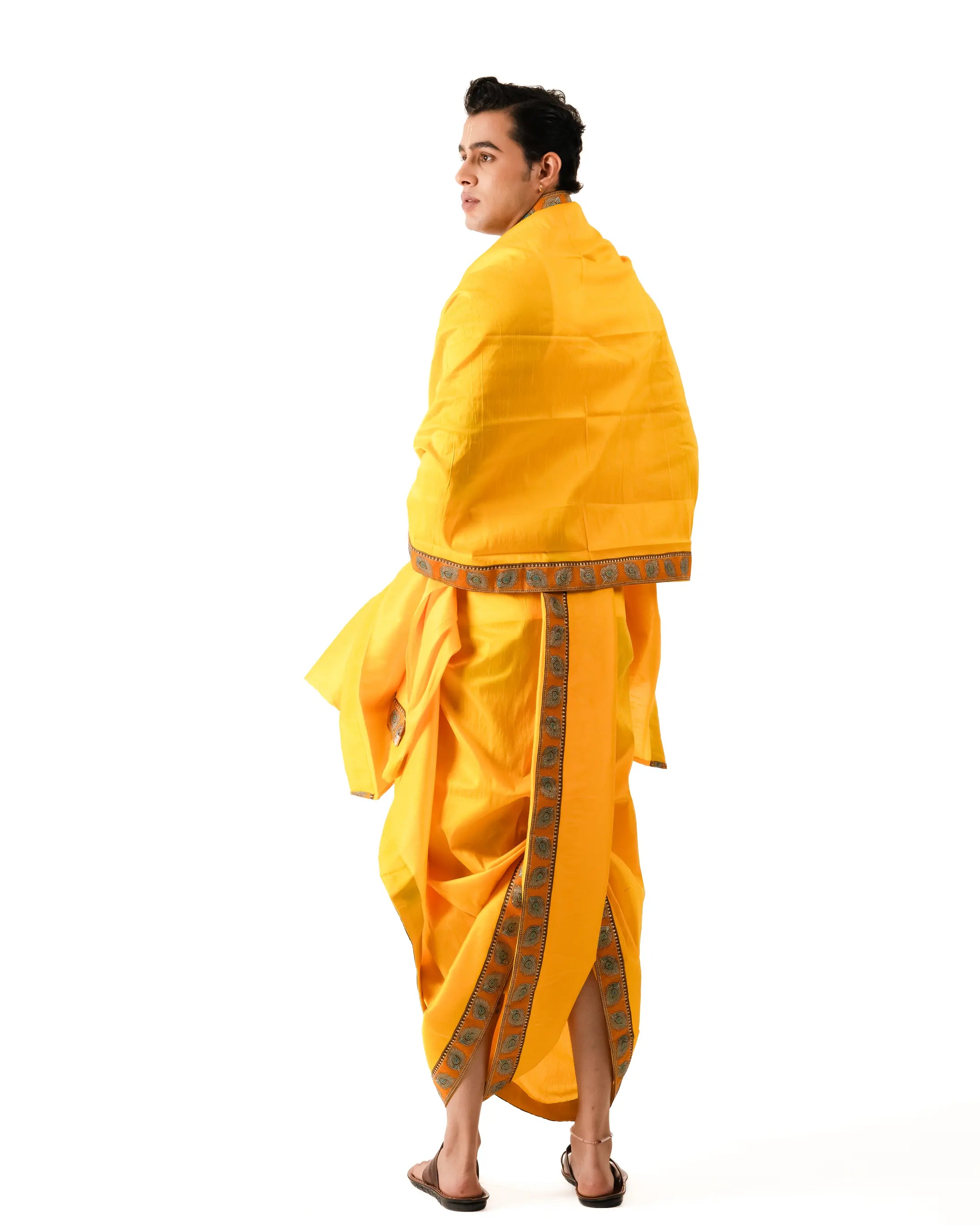 Traditional Dhoti Set (mor pankh) Mango