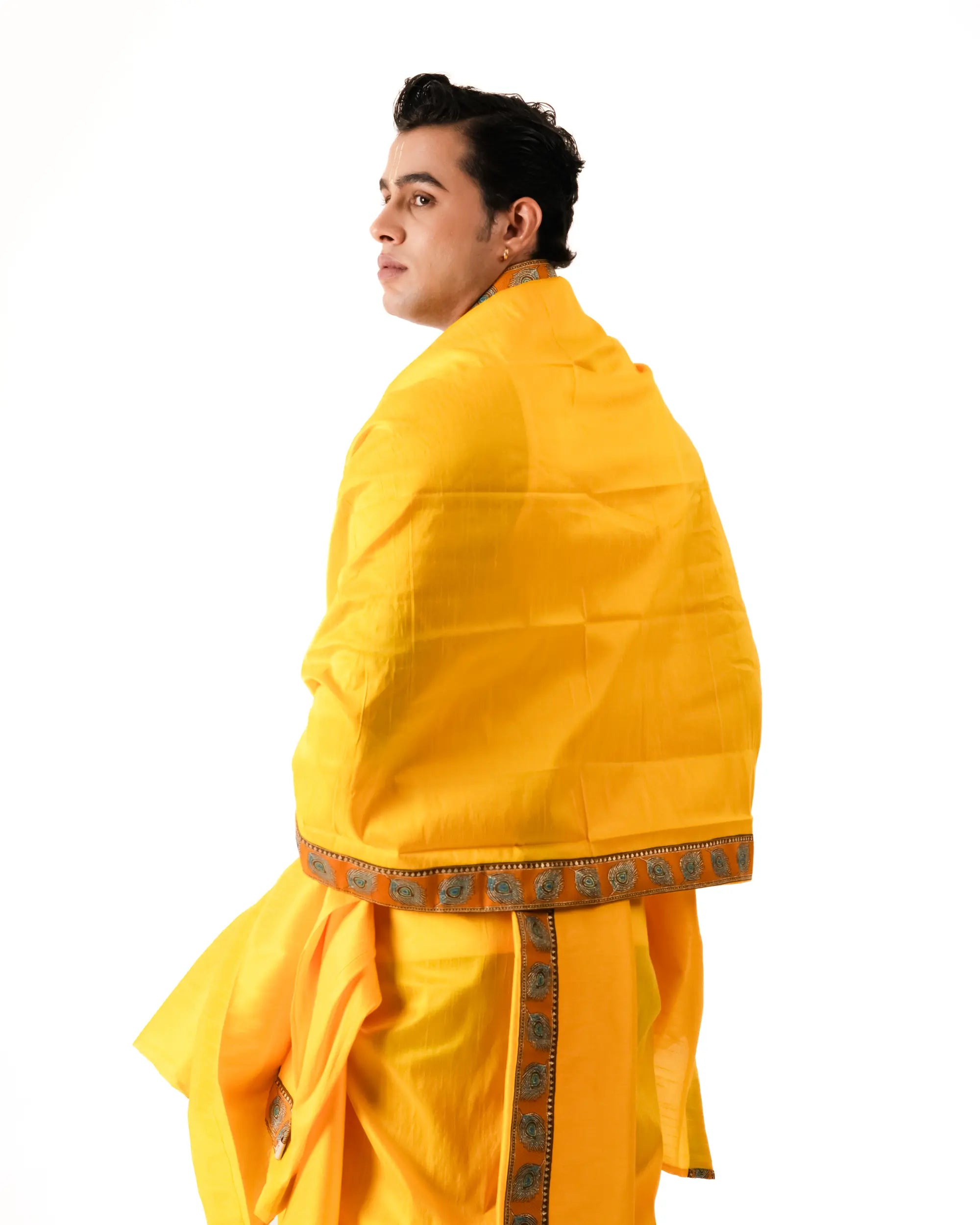Traditional Dhoti Set (mor pankh) Mango