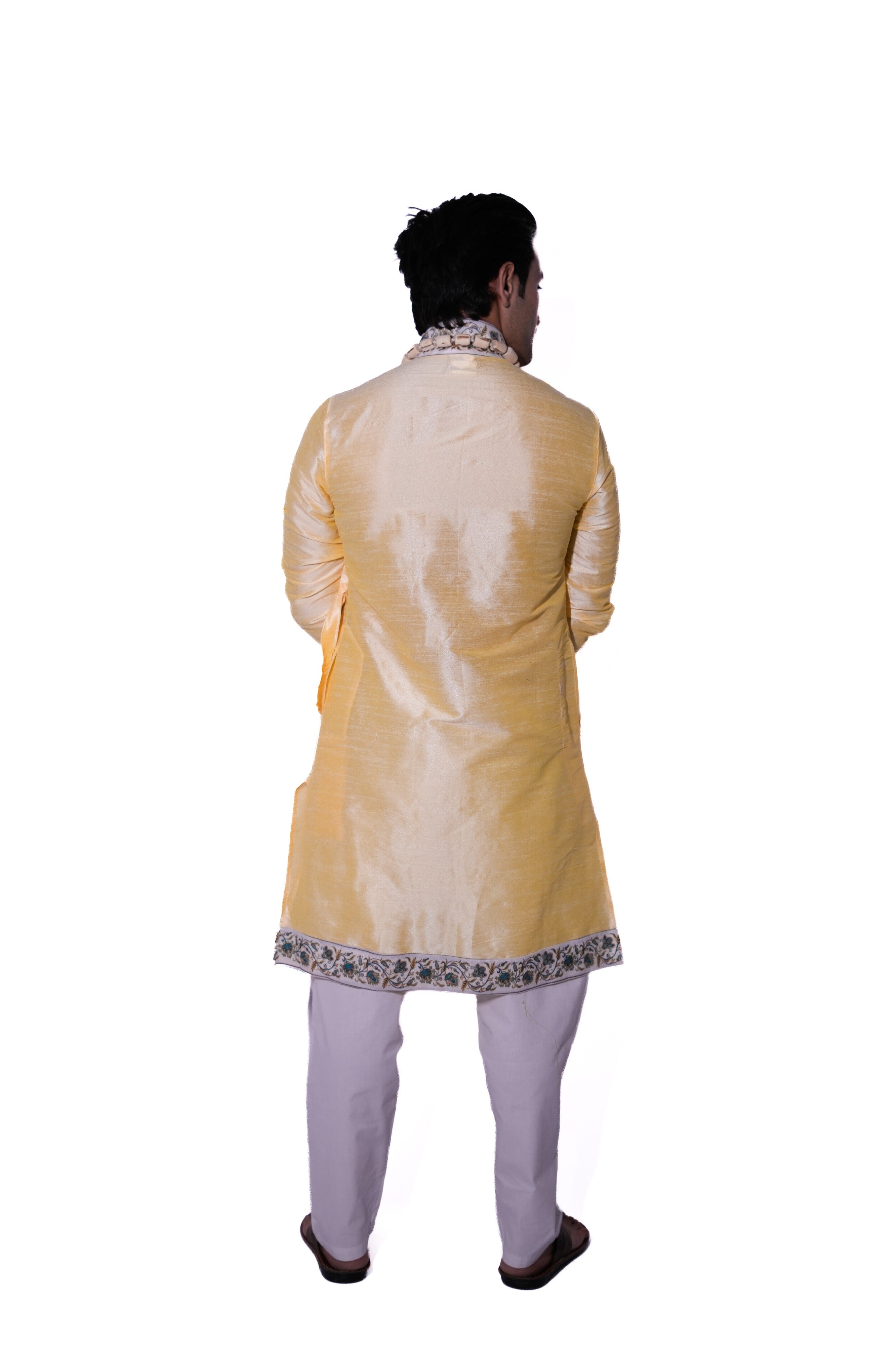 Kanish Border Bagalbandhi - Cream
