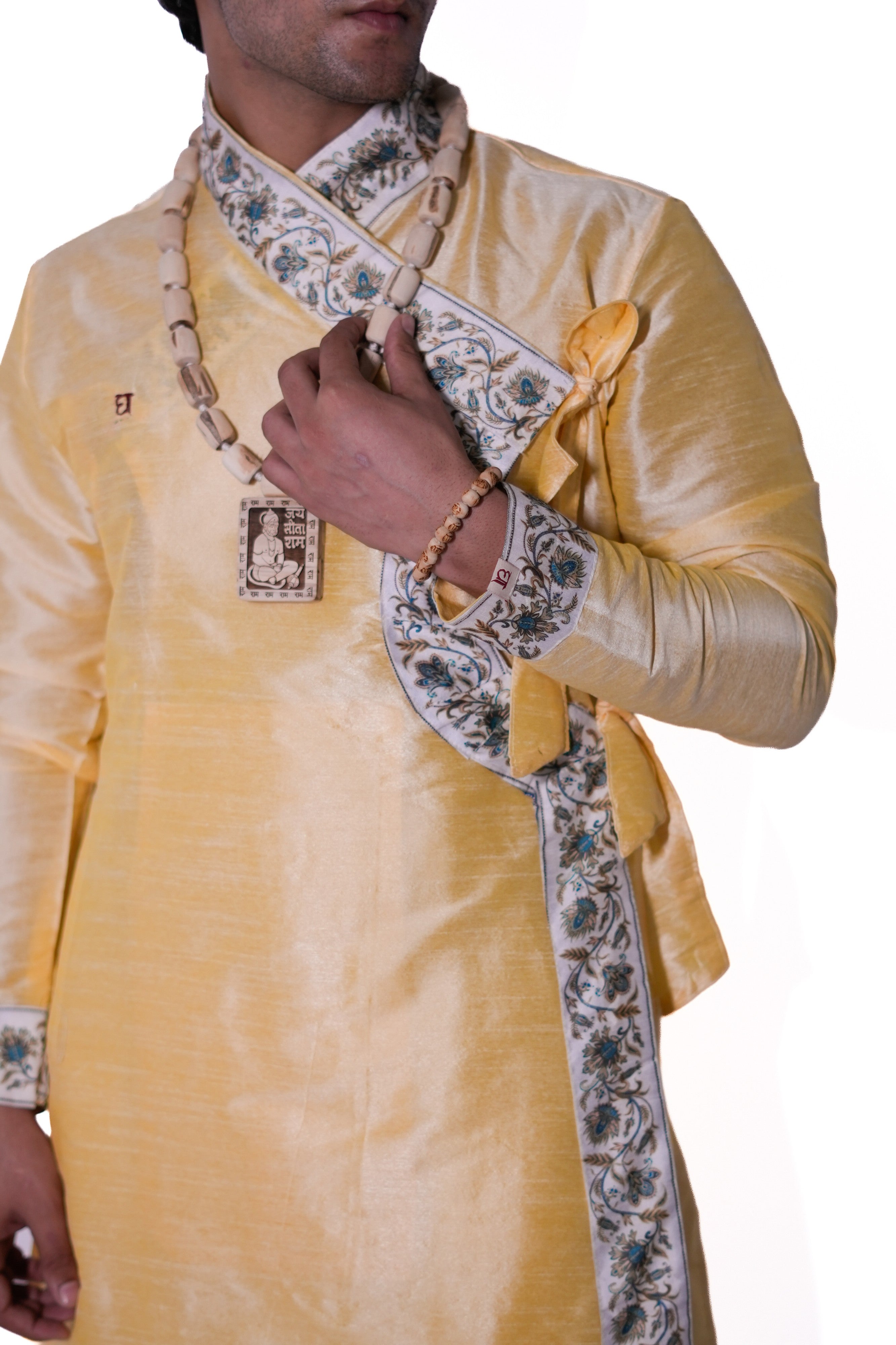 Kanish Border Bagalbandhi - Cream