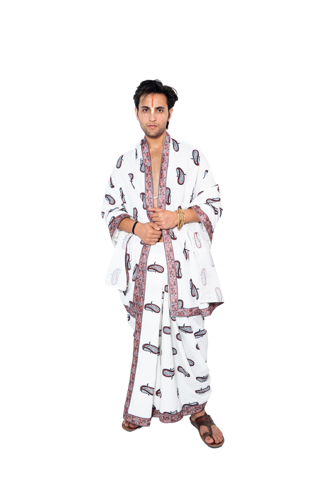 Arya Bagalabandhi and Dhoti Set- white