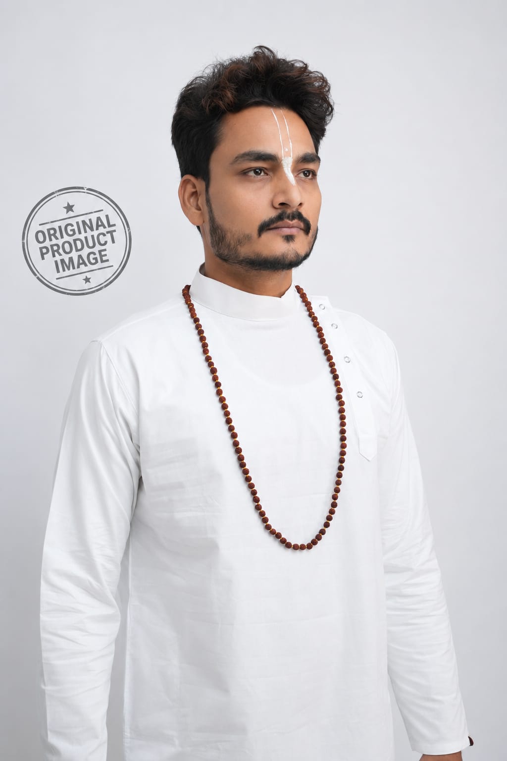 White Cotton Kurta Side Design Wooden