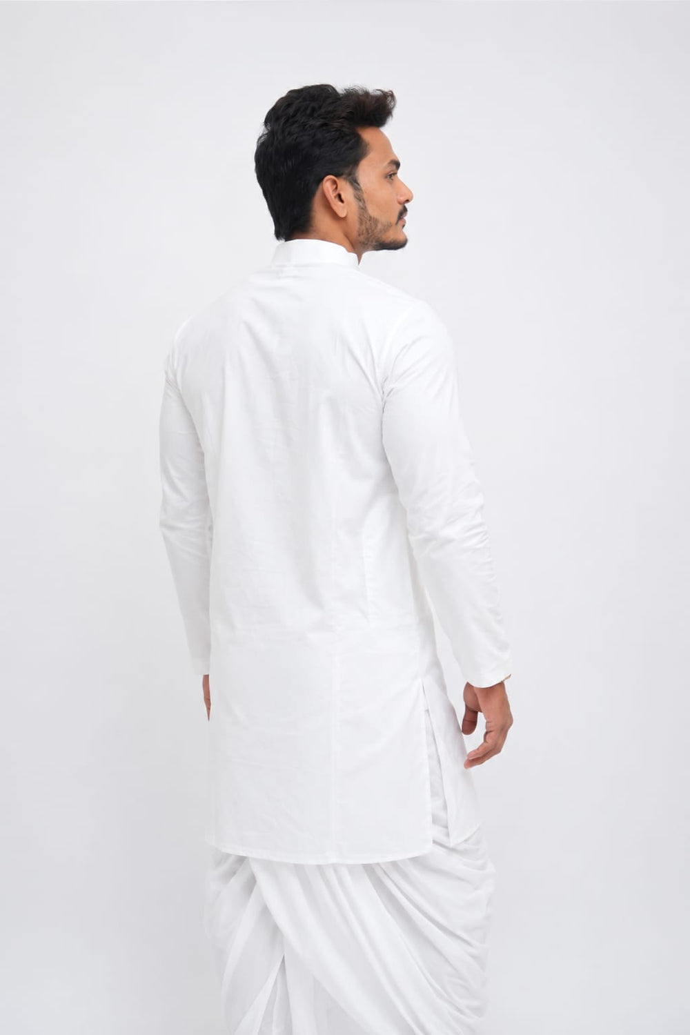 White Cotton Kurta Side Design