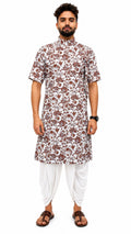 Half Sleeve Collar Printed Bagalbandi White