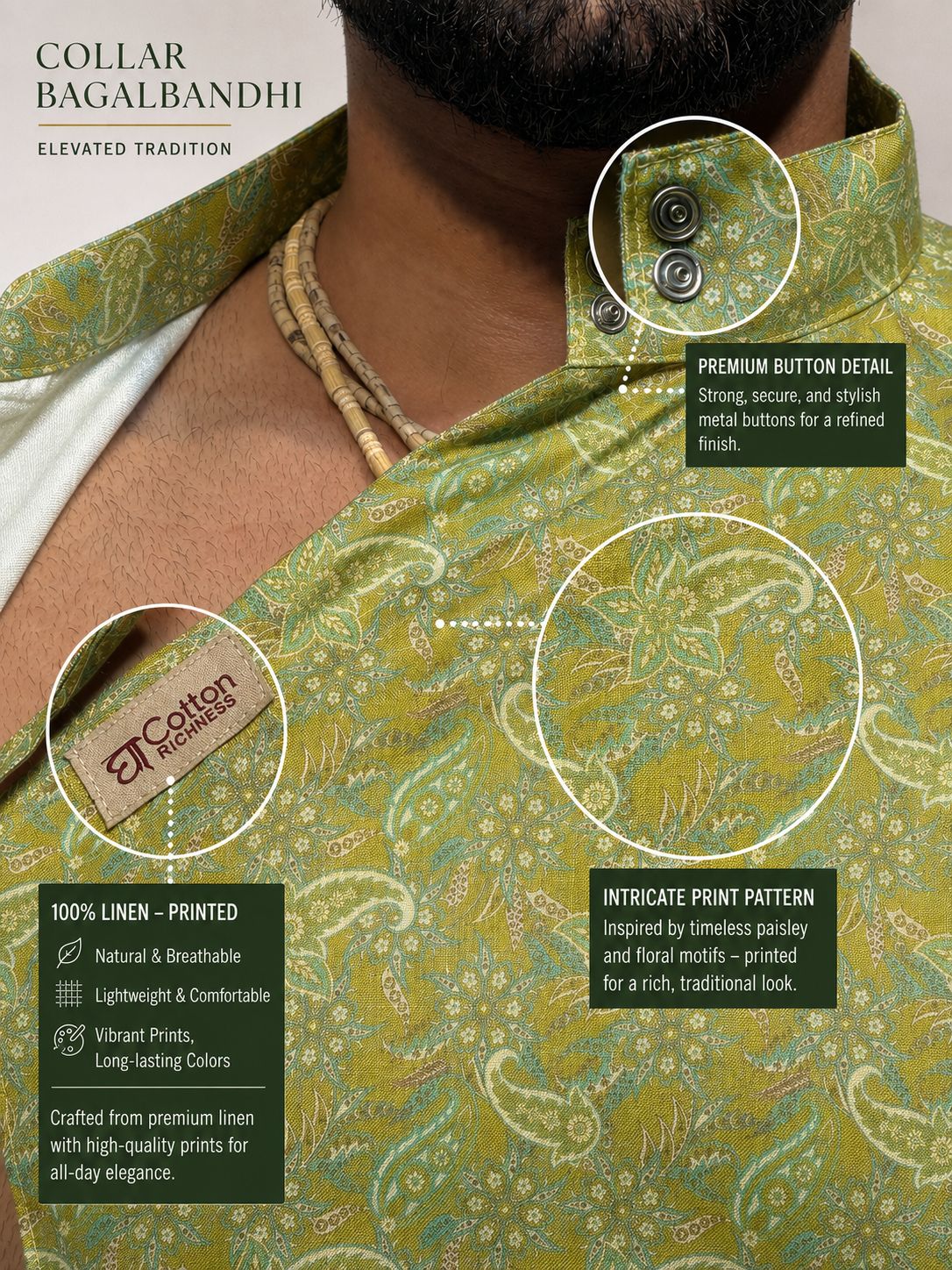 Half Sleeve Collar Printed Bagalbandhi