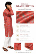 Printed Glace Cotton Kurta Red