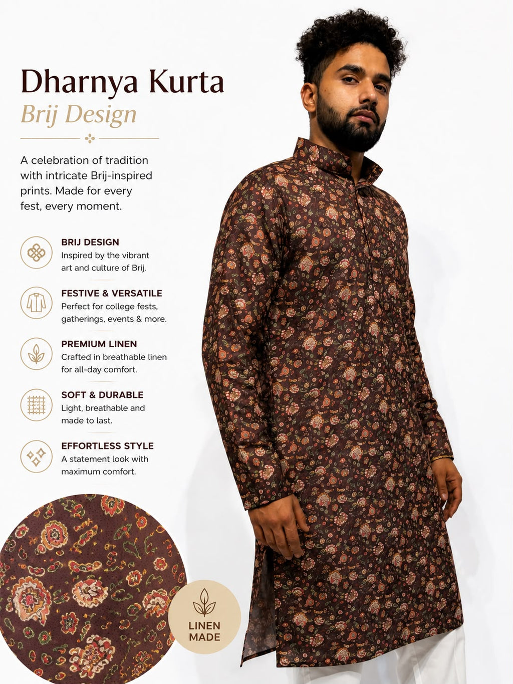 Printed Linen Kurta